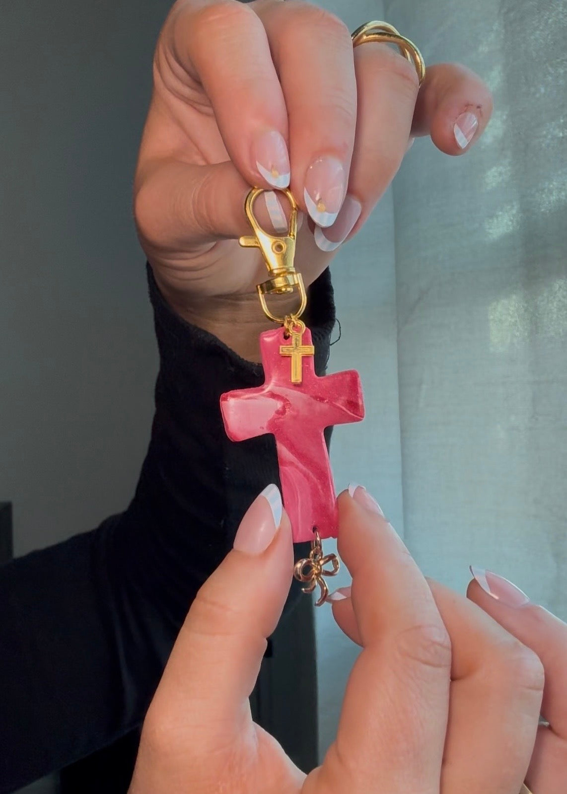 Handmade Christian Bag Charm | Handmade Cross Purse Charm