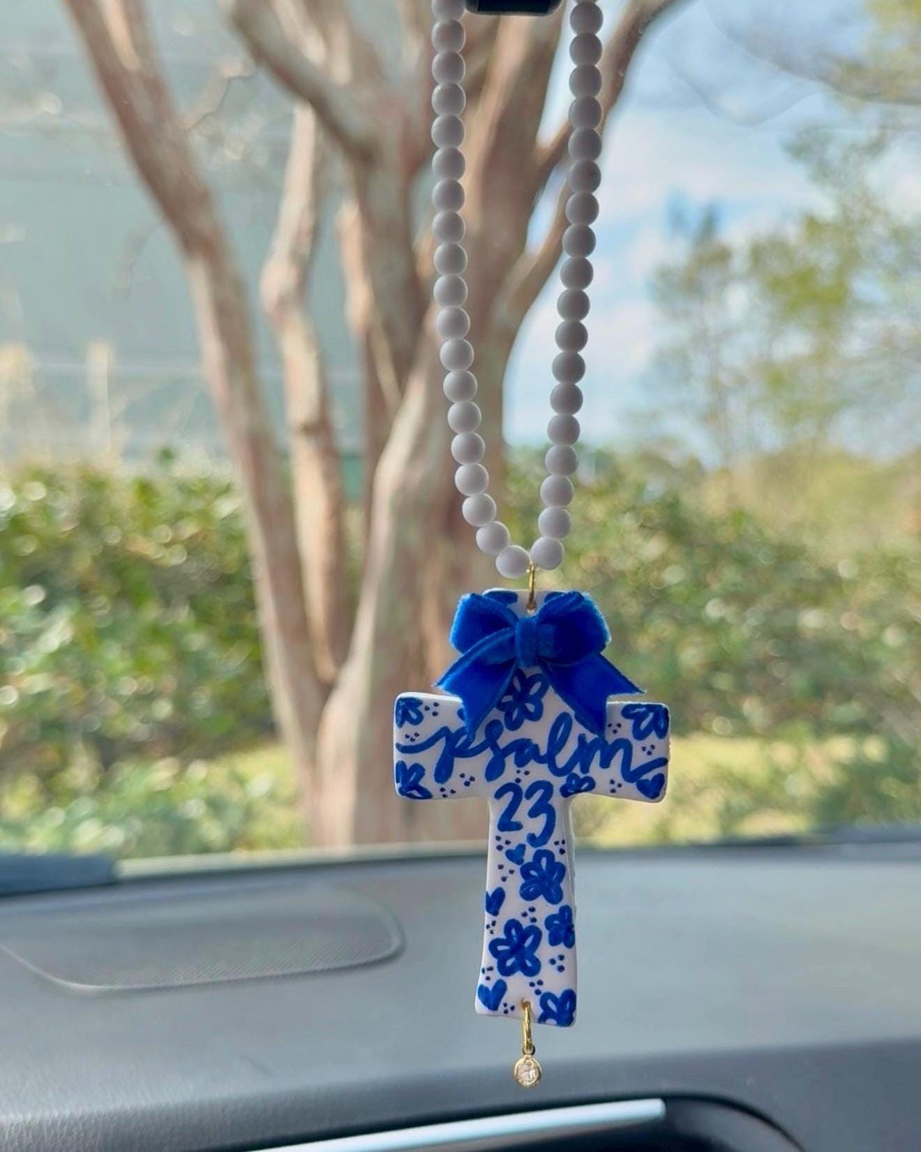 Psalm 23 | Handmade Cross Car Charm
