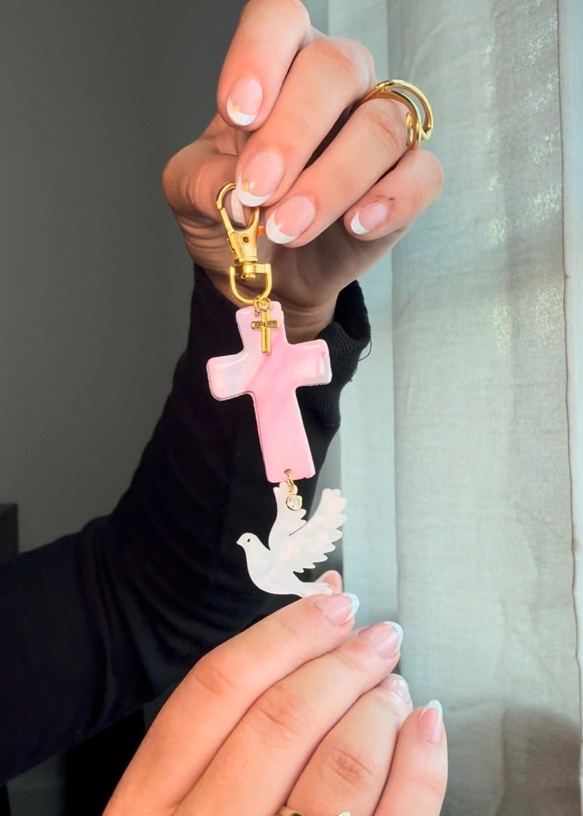 Pink Christian Bag Charm | Handmade Cross Purse Charm