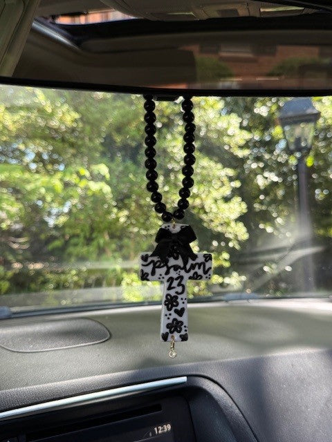 Psalm 23 | Handmade Cross Car Charm