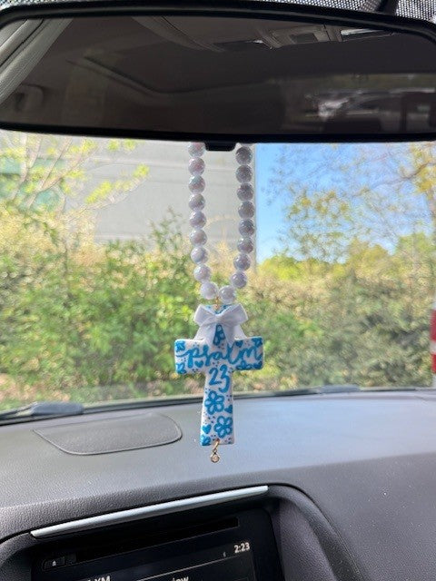 Psalm 23 | Handmade Cross Car Charm