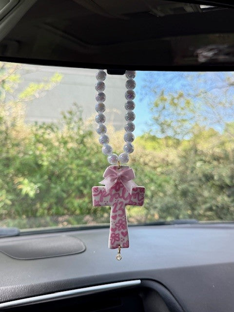 Psalm 23 | Handmade Cross Car Charm